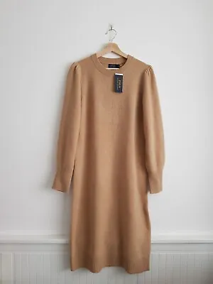 Polo Ralph Lauren Camel Tan Brown Sweater Jumper Dress Wool & Cashmere M RPR£320 • £175