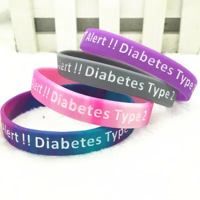 Type 2 Diabetes Silicone Bracelet Medical Alert Warning Wristband Rubber Jewelry • $2.60