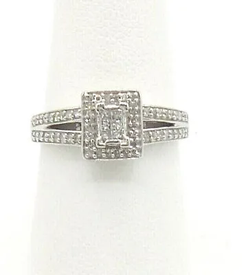 .40CT Zales Diamond Halo Solitaire Wedding Engagement Bridal Ring 10K White Gold • $299.99