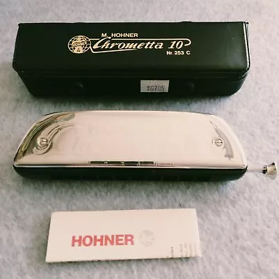 Vintage M HOHNER 253/40 C Chrometta 10 Slide Harmonica With Original Case - New! • $39.99