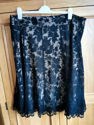 Per Una Black Lace Midi Skirt With Beige Underskirt • £6.50