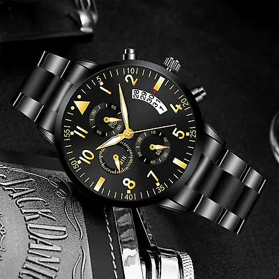 Luxury Men's Watches Stainless Steel Date Waterproof Sport Quartz Wrist Watch • $12.49