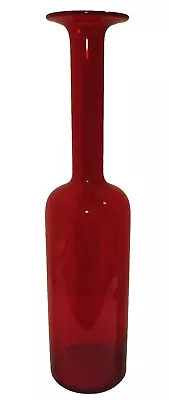 VTG Red Art Vase Gulvvase Style Unmarked Tall Long Neck MCM • $65.99