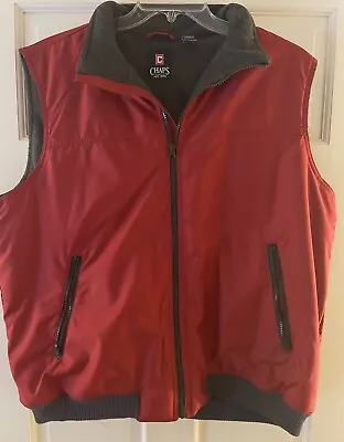 Chaps Vest Mens Size XL Red Full Zip Polyester Fleece Zipper With Pockets • $19.99