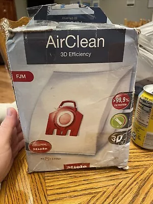 Miele FJM Vacuum Cleaner Airclean Bags 4 Bags 2 Filters Red Collar Genuine New! • $22