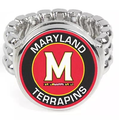 Maryland Terrapins Silver Mens Womens University Ring Fits All W GiftPk D2 • $19.96