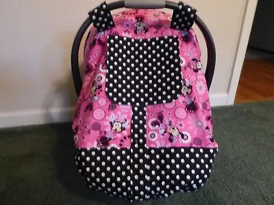 **MINNIE MOUSE** Fitted W/peekaboo Front Opening Handmade Car Seat Canopy-Cover  • $88.99