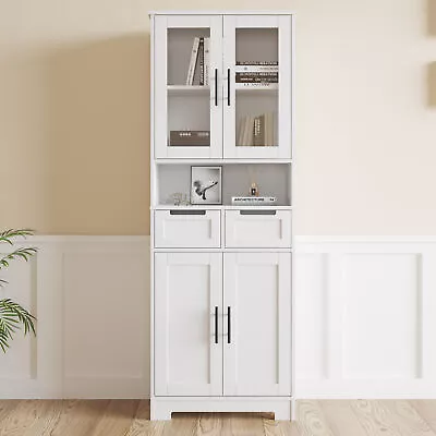 Tall Kitchen Pantry Storage Cabinet With 4 Doors And 5 Shelves Bathroom Cabinet • $125.99