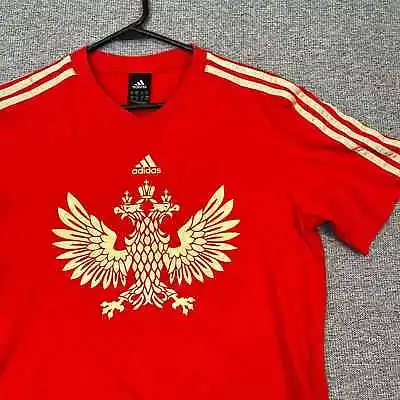 Adidas Bright Red And Gold Russia National Football T-Shirt Jersey Adidas Soccer • $29.99