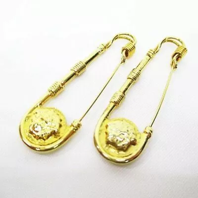 Gianni Versace Medusa Pin Brooch 2 Piece Set Safety Gold Accessory Used • $241.68