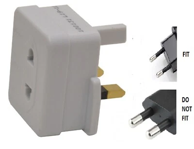 £3.95 • Buy EU Euro 2 Pin To UK 3 Pin Fused Adaptor Plug For Shaver / Toothbrush Adapter