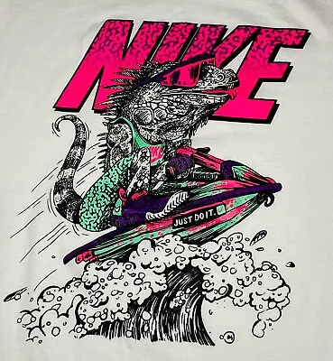 Vintage Nike 90’s Just Do It Iguana On Jet Ski T-Shirt Size Large L • $11.33