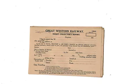 £5 • Buy 14 Great Western Railway Taunton Ticket Collector`s Report Sheets Unused 1940s