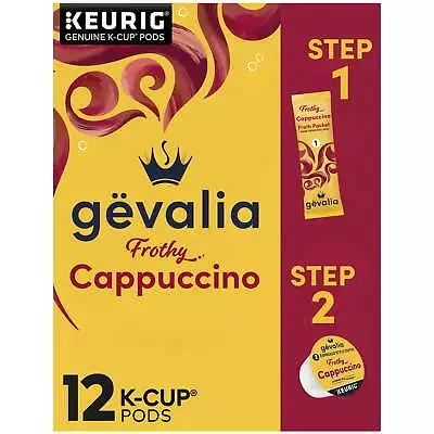Gevalia Cappuccino K Cup Espresso Coffee Pods Cappuccino Froth Packets 12 Ct Box • $14.89