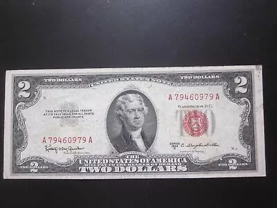  $2 TWO DOLLARS 1953-C Red Seal Legal Tender Note US OLD Banknote • $8.99