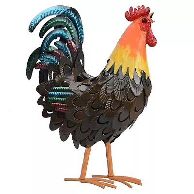 Rooster Garden Statues Decor Outdoor Metal Chicken Sculpture Yard Art For Farm • $55.37