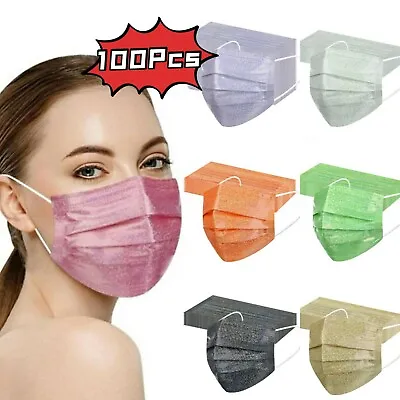 10/50/100PCS Adult Face Mask Mouth Cover 4 Ply Respirator Disposable Face Masks • £4.49