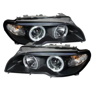 Black LED Halo Projector Headlights For BMW E46 3-Series 04-06 2 DR - Spyder • $341.14