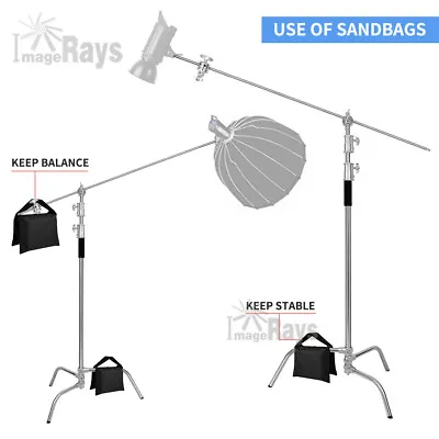 2x Stainless Steel Photography C Stand Boom Arm Grip Head Hold Support +Sandbag • $269.99