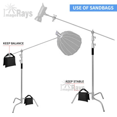 2x Stainless Steel Photography C Stand Boom Arm Grip Head Hold Support +Sandbag • $269.99