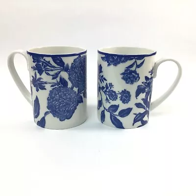 Martha Stewart Collection Orleans Cobalt Blue Set Of 2 Coffee Cup Mug 12oz Macys • $28