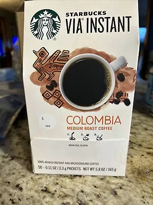 Starbucks Via Instant Coffee Dark Roast Packets Columbia 50 Count Exp 2/24 • $39.95