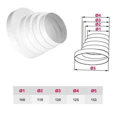 Ventilation Duct Multi Reducer Transformer Extractor Fan Pipe Connector Coupler • £7.99