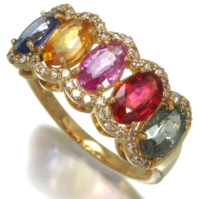 Sapphire 3.00ct Diamond 0.19ct Ring 18K 750 Yellow Gold  • £526.52