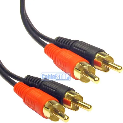 £1.95 • Buy TWIN 2 RCA Gold Phono Male Plug Audio Lead Cable 50cm 1m 2m 3m 5m 10m 15m 20m