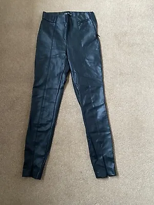 Zara Faux Leather Trousers With Ankle Zip Detail  Size XS • £10