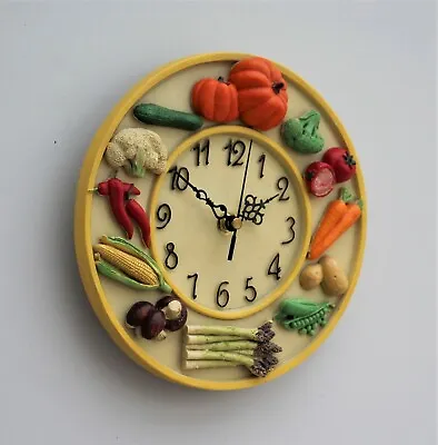 Wall Clock Kitchen School Office Home Vegetables Shabby Chic Decor Quartz 23cm • £14.95