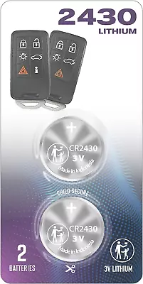 (2 Pack) CR2430 2430 Volvo Remote Key Fob Battery (Bundle With Opening Tools) Fo • $49.33