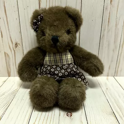 Vintage Walmart Teddy Bear Plush Stuffed Animal 12 Inch Floral Dress Bow • $10