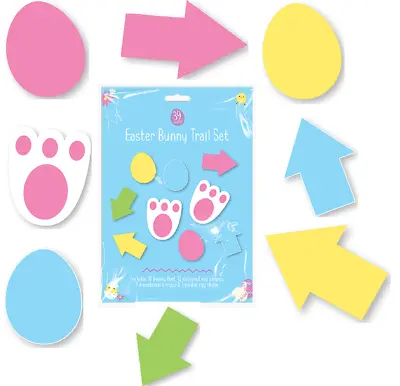 🐣39pcs Easter Egg Hunt Bunny Feet Arrow Signs Egg Trail Set Kit Kids Fun Party  • £3.25