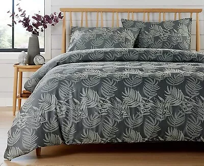 Leaf Jacquard Duvet Cover Sets Reversible Bedding Bed Set With Pillowcases • £18.95