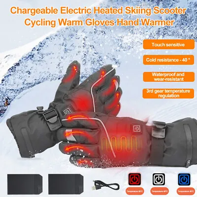 Motorcycle Rechargeable Electric Battery Heated Gloves Hand Warmer Winter M L • $61.63