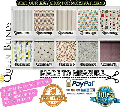 'MADE TO MEASURE* EASY FIT Premium Patterned Multicoloured Custom Roller Blinds • £23.79