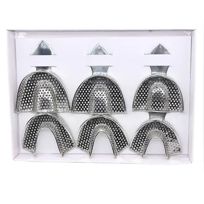 Dental Autoclavable Metal Impression Trays Stainless Steel 6pcs/set SALE • $22.20