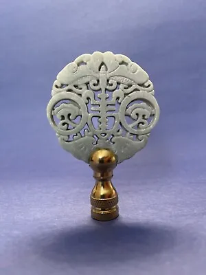 Beautiful Vintage Style Hand Carved Green Jade Longevity Lamp Finial  • $34.99