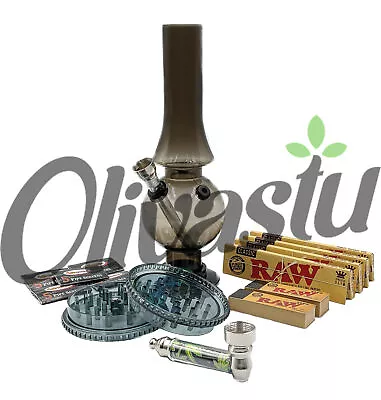£12.99 • Buy Smoking Gift Starter Acrylic Bong Set Grinder Grinder Shisha Pipe Raw Paper Tips