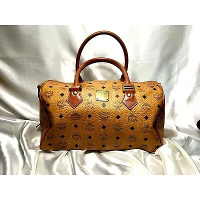 Authentic MCM Medium Cognac Monogram Visetos Boston Duffle Vintage • $368.72