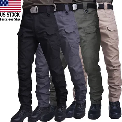 Mens Tactical Cargo Trousers Waterproof Hiking Military Combat Outdoor Pants • $26.59