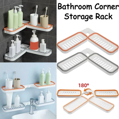 £3.58 • Buy Self Adhesive Bathroom Shower Holder Corner Storage Rack Basket Shelf Organizer