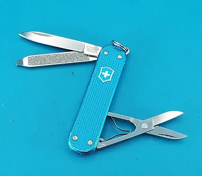 Victorinox Classic Blue Alox Aluminum Handle Swiss Army Knife Multi Tool! • $40.79