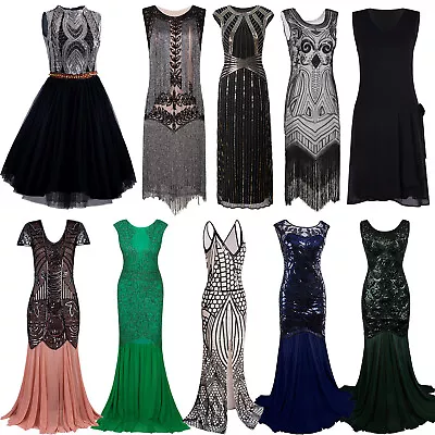 Vintage 1920's Gatsby Flapper Beaded Dress Evening Wedding Party Dress Clearance • $64.99