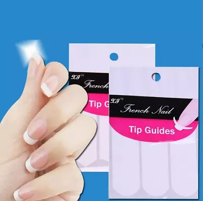 French Tip Stencil Guides Nail Art Stickers Template Manicure Tool Oval Lines • £2.51