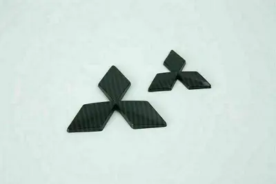 3D Fit Mitsubishi Front Rear Badge Logo Black Carbon Style Plastic Made Emblem • $28.99