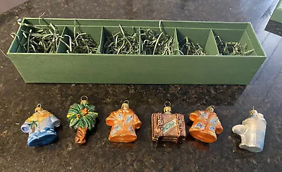Hawaiian Tropical Miniature Hand Blown Glass Ornaments Made In Poland Boxed (6) • $30.95