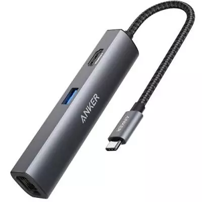 ANKER PowerExpand+ 5-in-1 USB Ethernet & HDMI HUB  - Gray Metal [A8338TA1] • $71.64