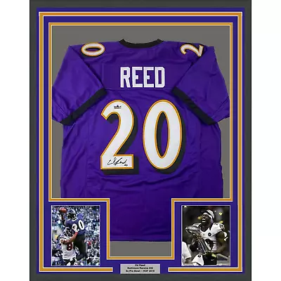 Framed Facsimile Autographed Ed Reed 33x42 Baltimore Purple Reprint Laser Jersey • $374.99
